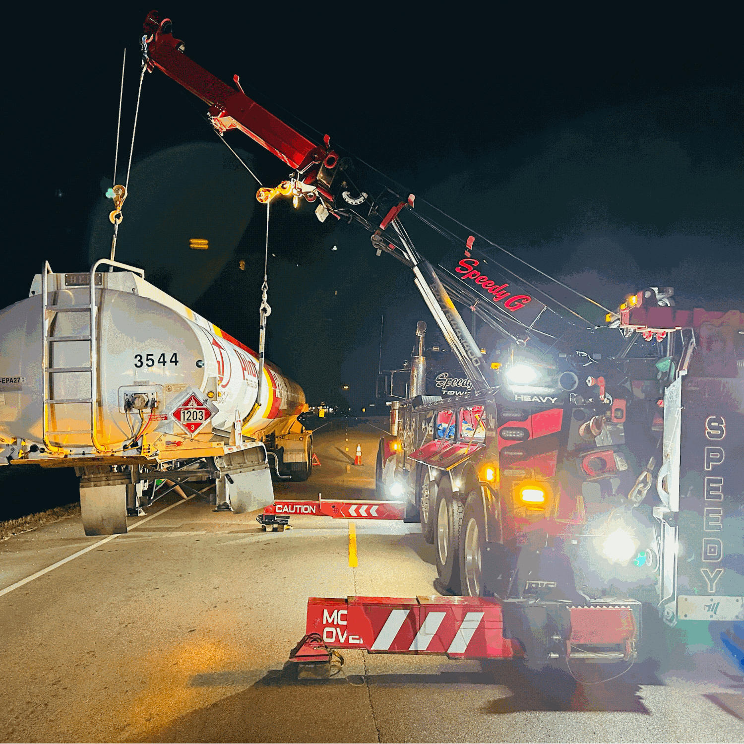 Speedy G rotator servicing a gas tanker truck